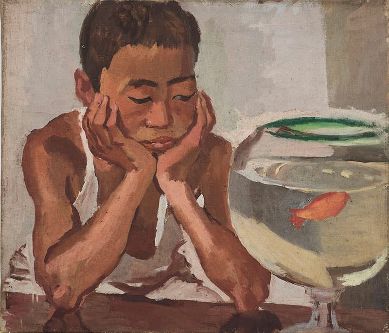 《金魚を見る子供》1929年 広島県立美術館