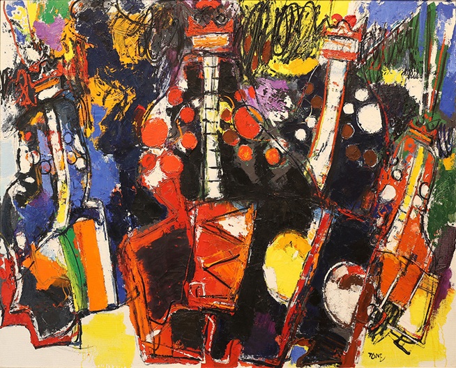 利根山光人《律動》1976年、油彩・キャンバス、利根山光人記念美術館蔵