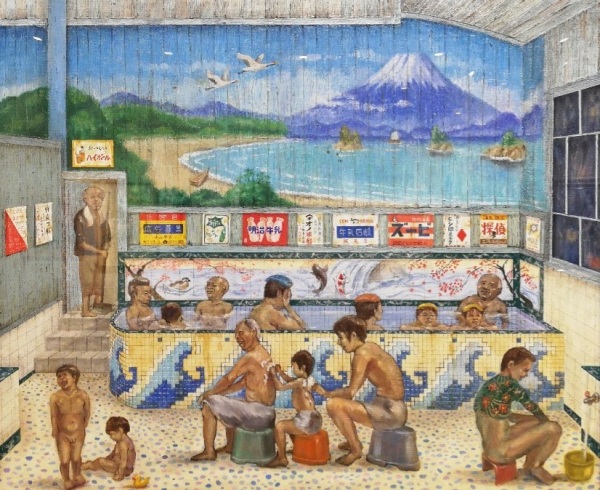 「いい湯だな♪」F20号　油彩