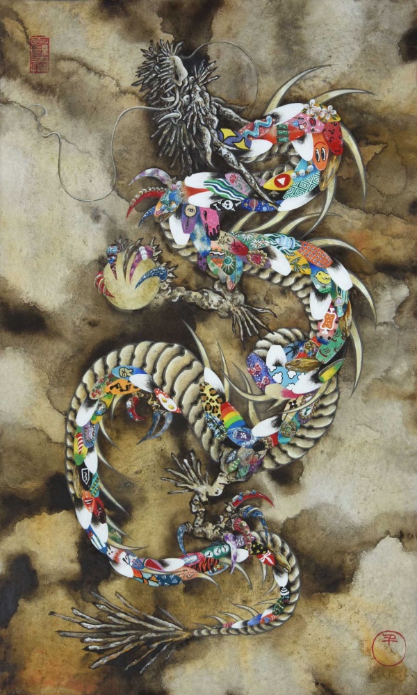 「新瓜雲龍図　明」45.5×27.3㎝　アクリル　岩絵具