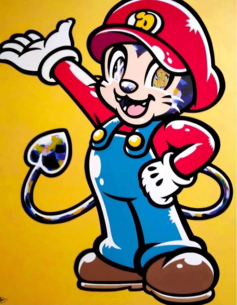 程　亮介　（テイ　リョウスケ）
タイトル：「Where identity dwells #13」　2023年制作
技法　　：Acrylic and glitter on Canvas
サイズ　：縦91×横72.7cm