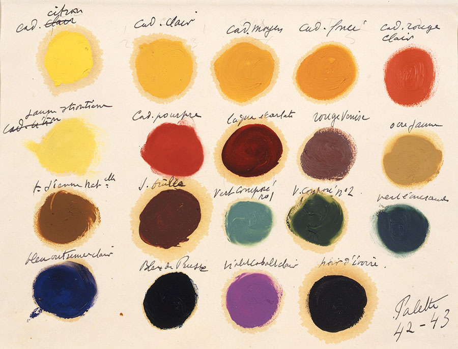 アンリ・マティス《パレット》1943年頃　油彩・紙