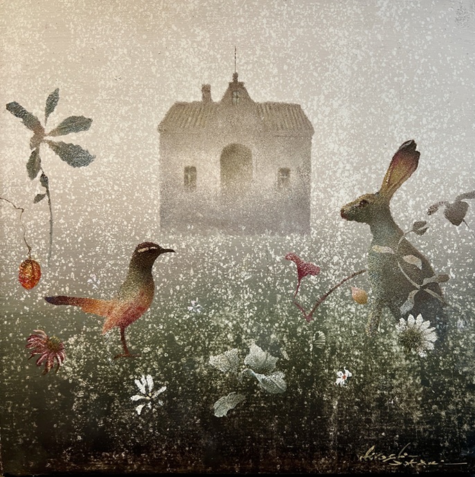 作品名:My garden
技法 :油彩
サイズ:縦22.7×横22.7cm