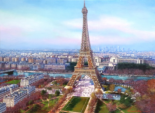 「パリ・エッフェル眺望」</span><br />油彩、P20号