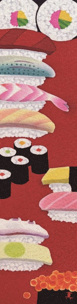 繁田 真樹子「良き日」</span><br />11.7×45.8cm、蠟染め