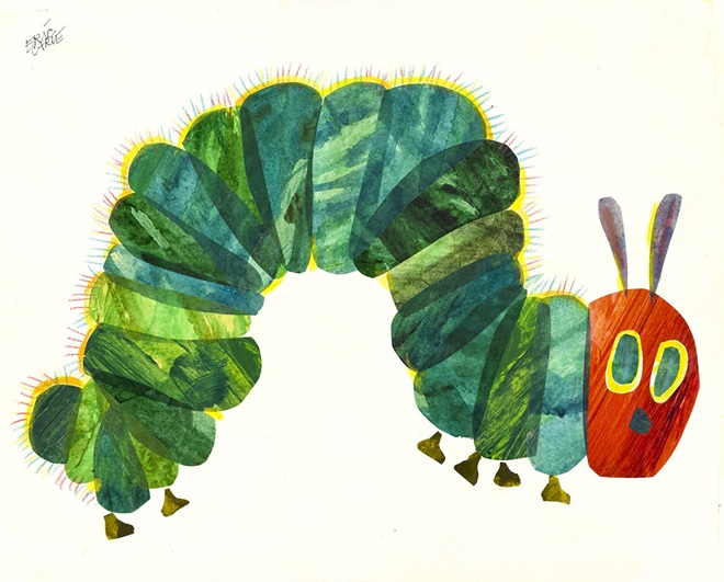 『はらぺこあおむし』(1987年 Philomel Books版)表紙最終原画1987年、エリック・カール絵本美術館Collection of the Eric and Barbara Carle Foundation © 1969, 1987 Penguin Random House LLC.