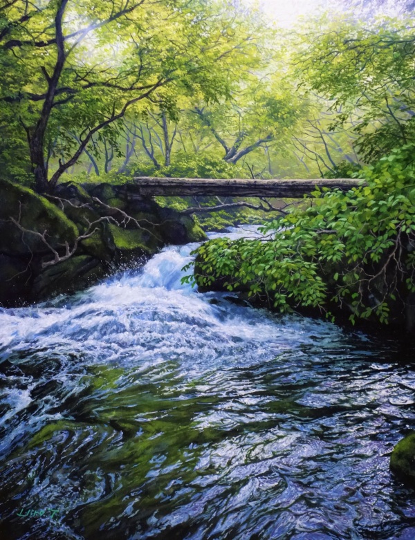 舘山 浩丈「真夏の奔流」油彩 F6
