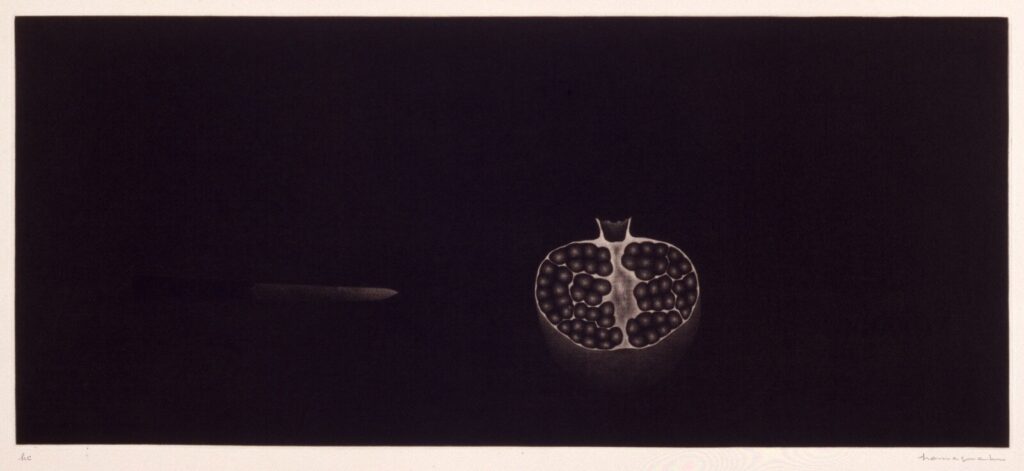 浜口陽三 《ざくろとナイフ》 1960年 メゾチント 23.5 ×54.1cm