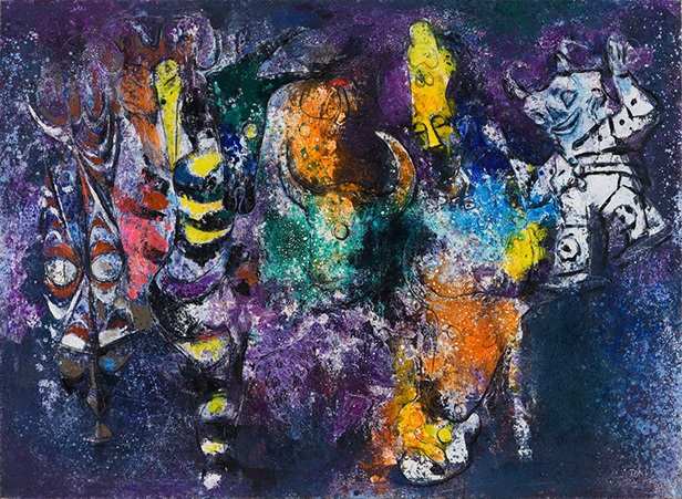 根山光人《祝祭》1978年、油彩・キャンバス、聖徳大学・聖徳大学短期大学部蔵