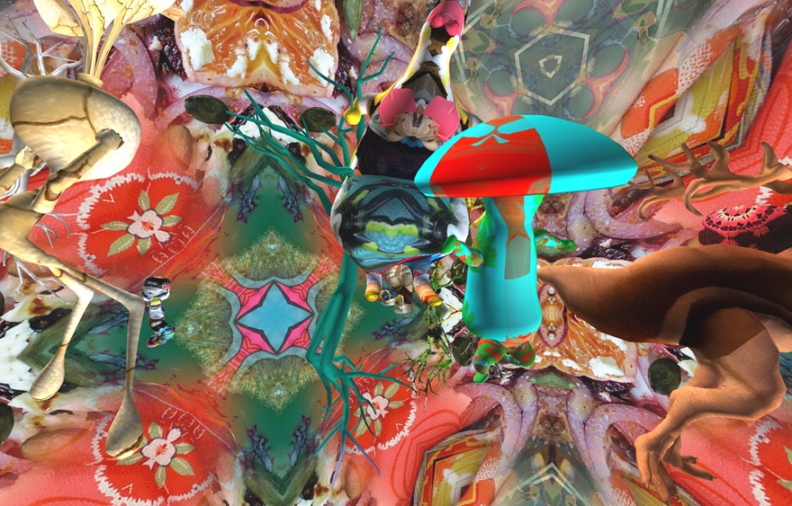 モニカ・ステューダー／クリストフ・ヴァン・デン・ベルク《FOWDIB AI Core: HALLUC》 2023　VRインスタレーション内でリアルタイム生成