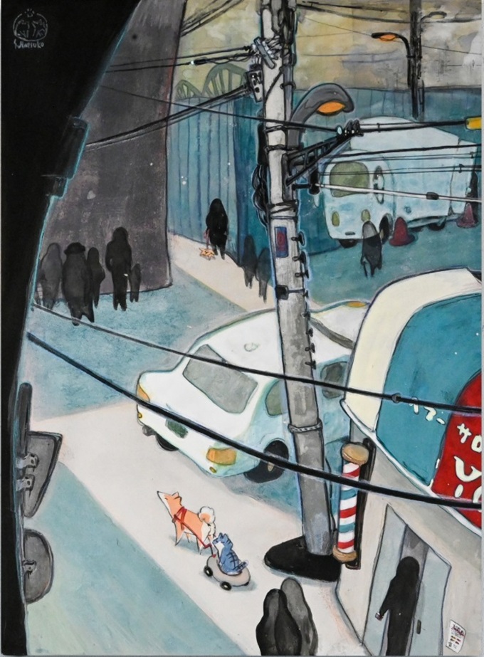 柴犬と猫 陽の光、街の影」4F