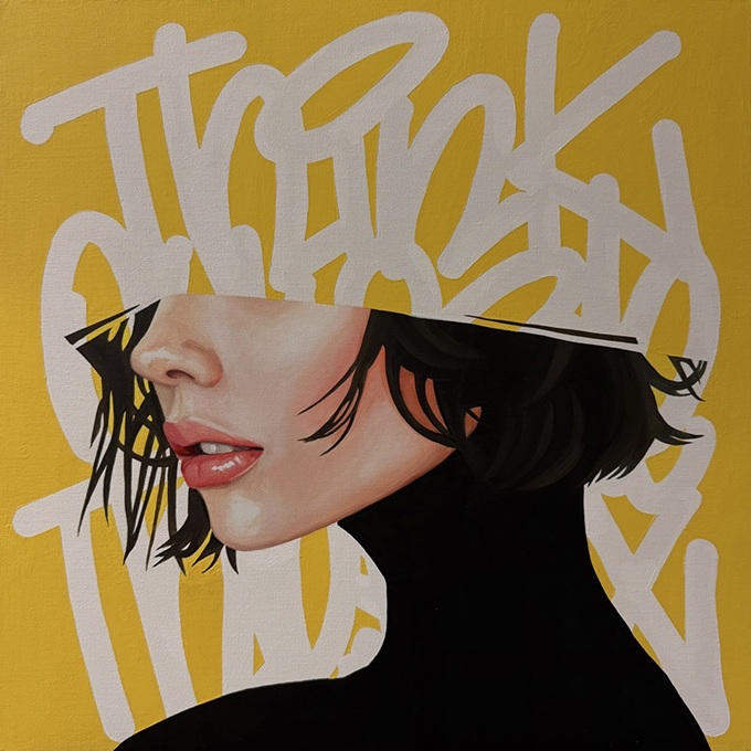 「Think outside the box(outside/yellow)」縦53×横53cm