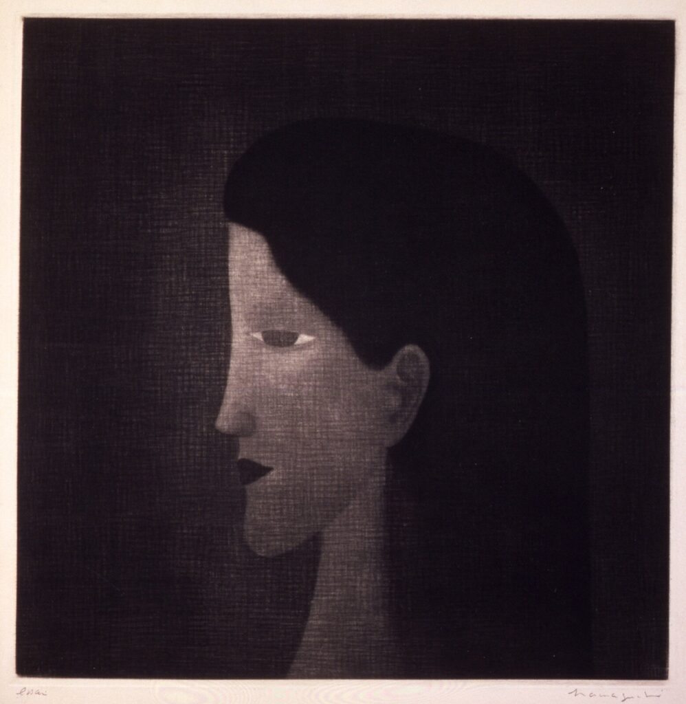 
浜口陽三 《女の顔》 1954年 メゾチント 29.3×29.0cm
