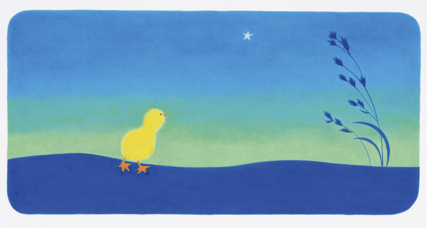 林明子《ひよこさん》5-6頁原画、2013年、宮城県美術館