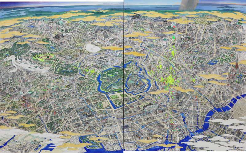山口晃《東京圖 1・0・4 輪之段》 2018-25(平成 30-令和 7)年 カンヴァス・彩色 山種美術館
撮影：宮島径 © YAMAGUCHI Akira, Courtesy of Mizuma Art Gallery