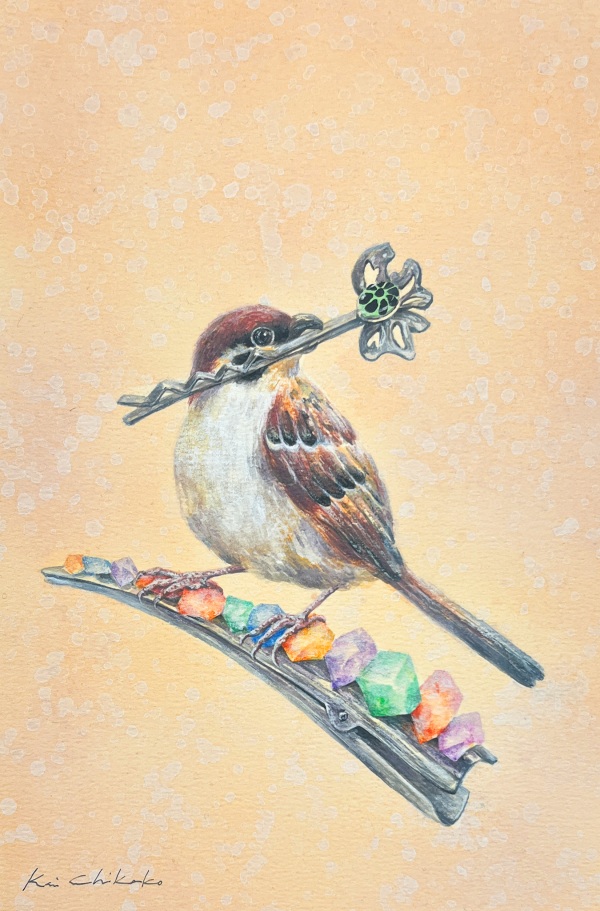 「きらりび 」20.5㎝×13.5㎝　アクリル 岩絵具