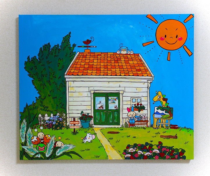 タイトル：POWERSEEDのお家
技法　　：キャンバス・アクリル絵具
サイズ　：F20号（61×73cm）