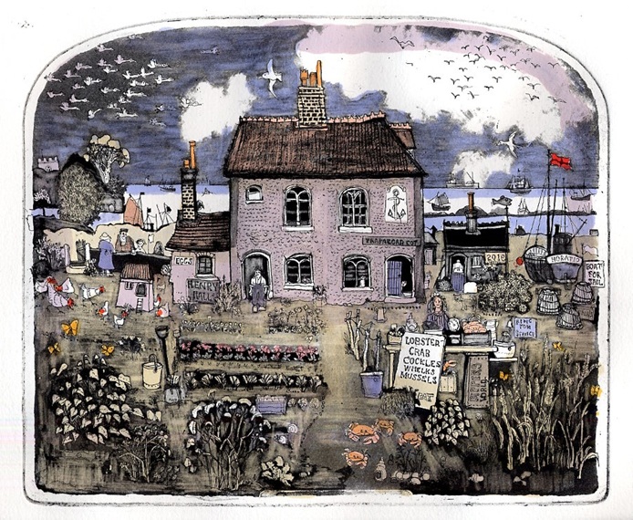 タイトル:「ノーフォークの幸」
技法 :手彩色銅版画
サイズ :縦25.0×横30.0cm(画寸)