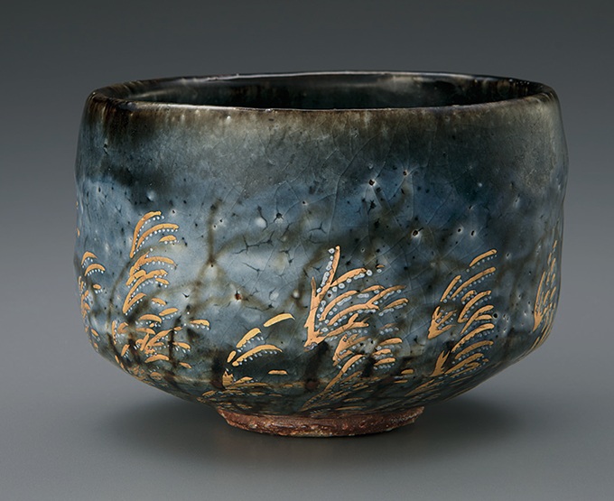 「萬古灰紺釉窯変武蔵野茶盌」径11.1×高さ7.8cm