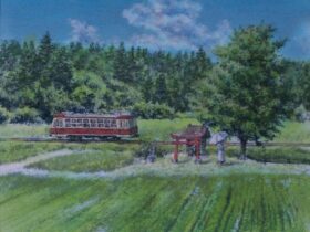 棚町宜弘「盛夏」 F3号 紙本着彩(高知麻紙、岩絵具、墨)