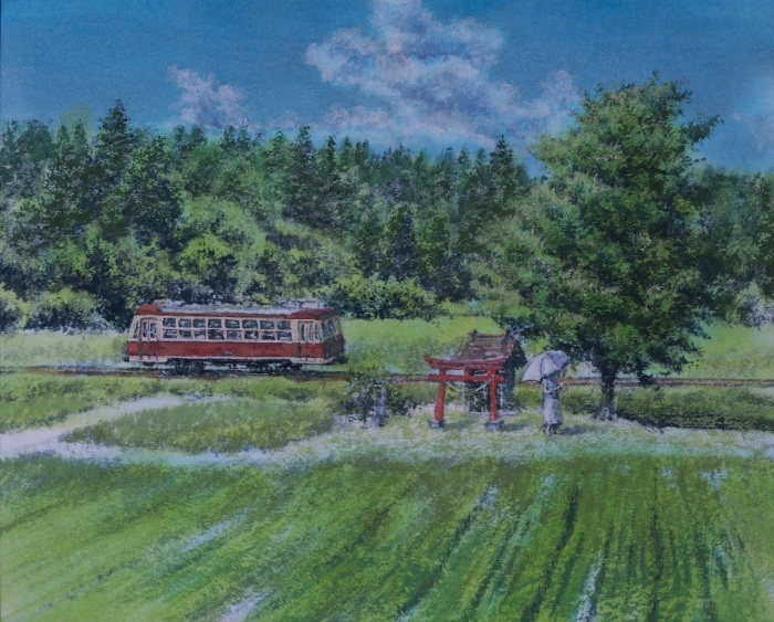 棚町宜弘「盛夏」 F3号 紙本着彩(高知麻紙、岩絵具、墨)