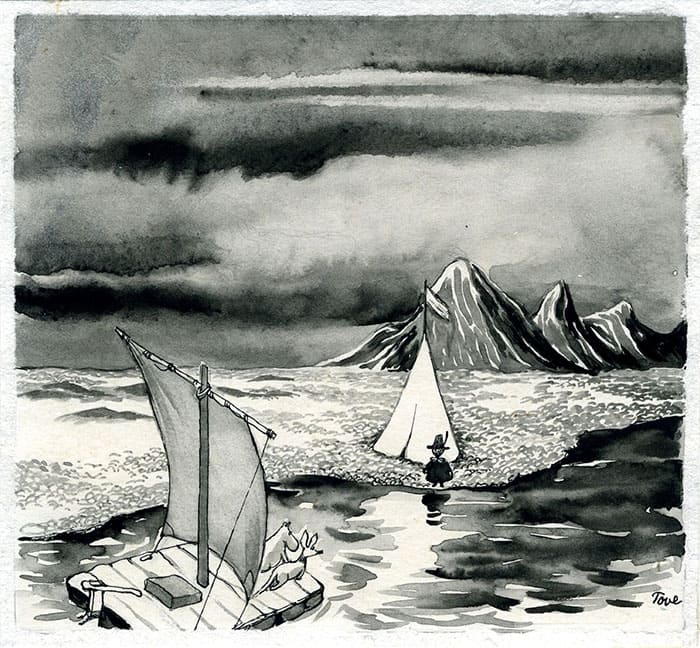 トーベ・ヤンソン『ムーミン谷の彗星』挿絵 1946年 インク・水彩、紙
ムーミンキャラクターズコレクション
© Moomin Characters™