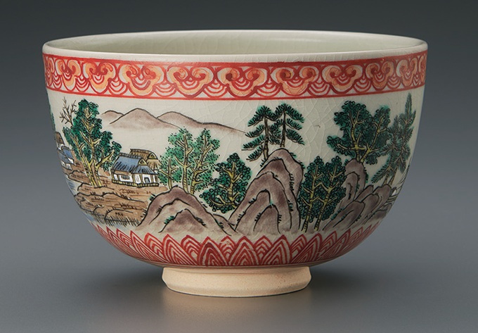 
「萬古赤繪山水文茶盌」径12.2×7.7cm