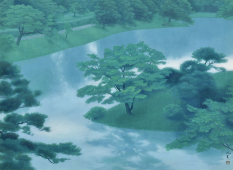 東山魁夷《緑潤う》1976(昭和 51)年 紙本・彩色 山種美術館