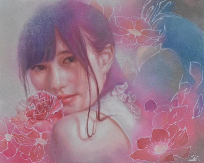 小野彩華「沈黙の花弁」
F3号
パネルに油彩