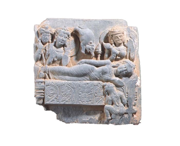 仏伝浮彫「托胎霊夢」
スワートまたはディール　1～2世紀