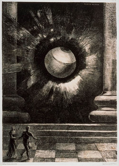 オディロン・ルドン《幻視》(石版画集『夢のなかで』Ⅷ)1879年　リトグラフ・紙　岐阜県美術館