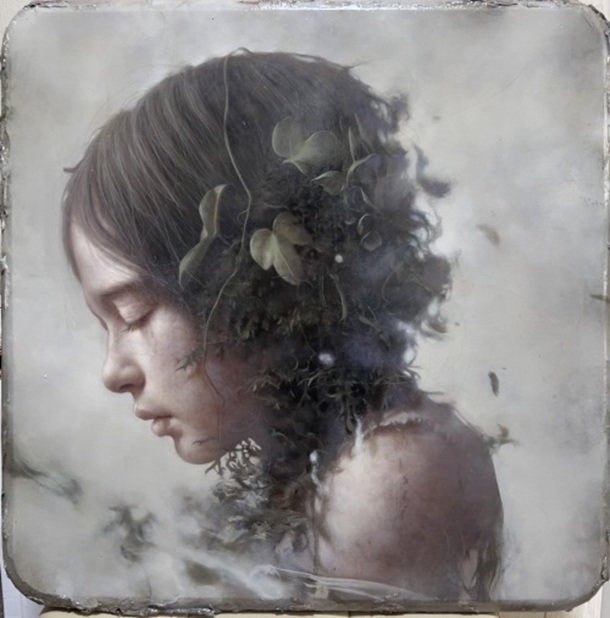 羅展鵬「The girl who remained still for a hundred years.」 50×50cm Oil on canvas