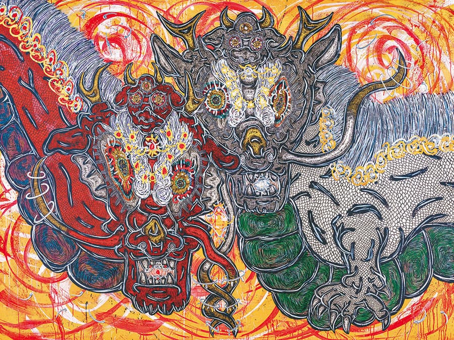 小松美羽《白龍 赤龍》2024年、個人蔵