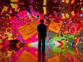 新作アニメーションルームのための参考図版 OSGEMEOS “Experience” 2023, mixed media animation installation, photo: OSGEMEOS