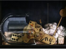 「直線で分割された聖セバスチャンの肖像」 ミクストメディア