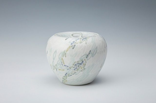 釉彩水文水指
径17.9×高15㎝