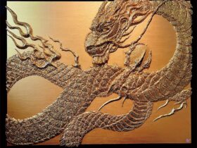 「金龍 七十七」 F50 24金粒子パウダー/モデリングペースト/アクリル /メディウム/ホログラム