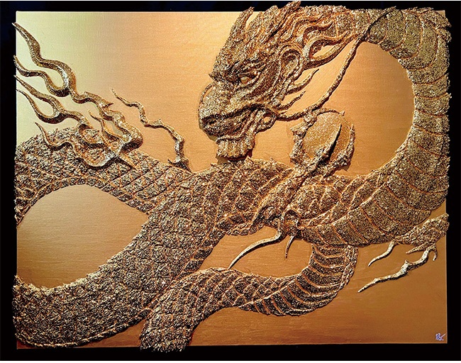 「金龍 七十七」 F50 24金粒子パウダー/モデリングペースト/アクリル /メディウム/ホログラム