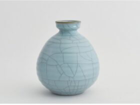多賀井正夫 【青瓷花入】Ø18.8×H21.5cm