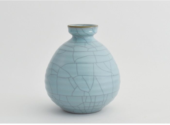 多賀井正夫 【青瓷花入】Ø18.8×H21.5cm