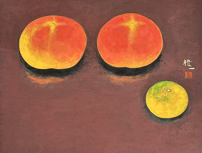 土屋禮一「富有柿」33.0×43.5cm