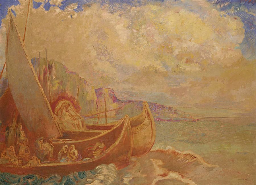 オディロン・ルドン《帆船(寓意的風景)》1907年　油彩・キャンヴァス　ポーラ美術館