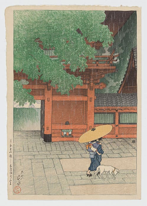 川瀬 巴水《東京十二題　五月雨ふる山王》大正8（1919）年　スミソニアン国立アジア美術館　
© National Museum of Asian Art, Smithsonian Institution, Robert O. Muller Collection　版元：渡邊木版美術画舗