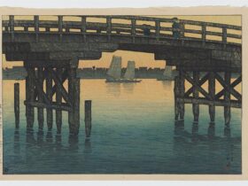 川瀬 巴水《東京十二題　深川上の橋》大正9（1920）年　スミソニアン国立アジア美術館　 © National Museum of Asian Art, Smithsonian Institution, Robert O. Muller Collection　版元：渡邊木版美術画舗