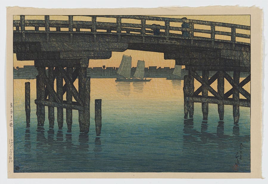 川瀬 巴水《東京十二題　深川上の橋》大正9（1920）年　スミソニアン国立アジア美術館　 © National Museum of Asian Art, Smithsonian Institution, Robert O. Muller Collection　版元：渡邊木版美術画舗