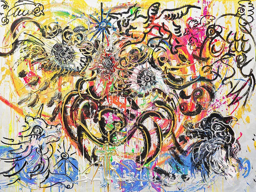 小松美羽《鎮魂の光が与えてくれた人類への問い》2025年、作家蔵