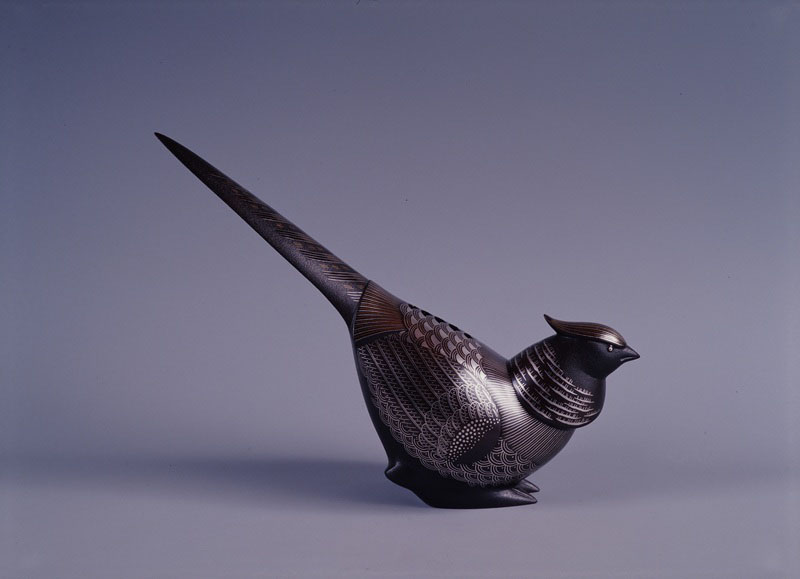 高橋介州《加賀象嵌錦鶏伏香炉》昭和56年(1981)