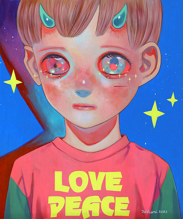 下田ひかり《Children of this Planet＃63》油彩、カンバス　45.7×38.1㎝
©2025 Hikari Shimoda. Used under license by Karuizawa New Art Museum