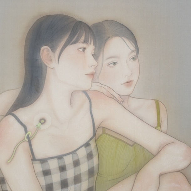 「ふたりと綿毛」
S6号 / 絹本着彩