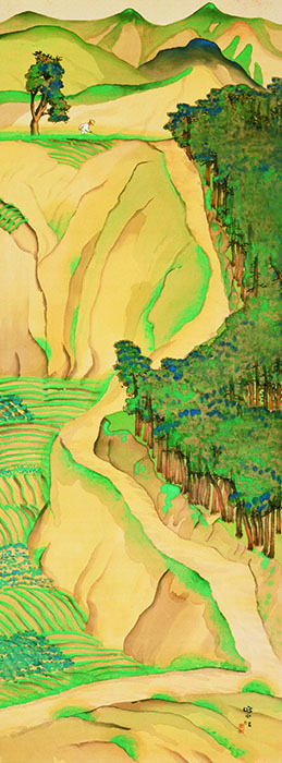 今村紫紅《潮見坂》（一幅、大正4 年〔1915〕、112.5×42.0 ㎝、横浜美術館所蔵）